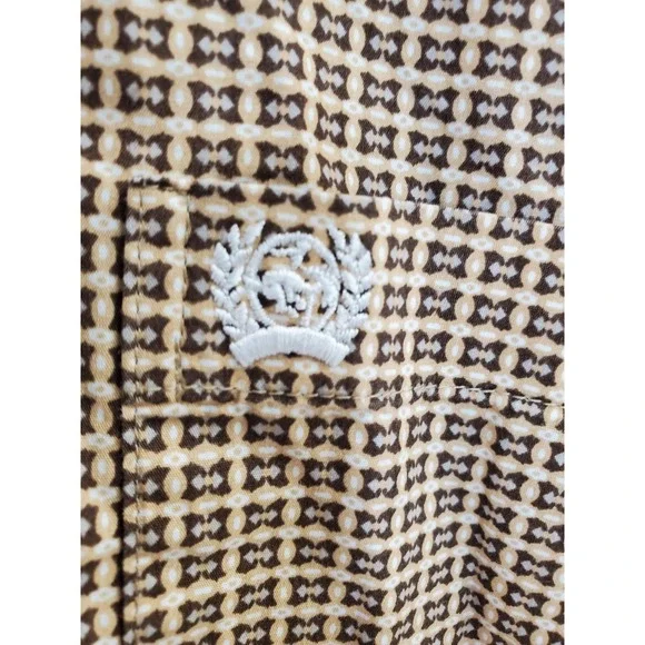 Cinch Shirt Mens Large Brown Geometric Button Down Long Sleeve Western Cotton - Picture 3 of 8